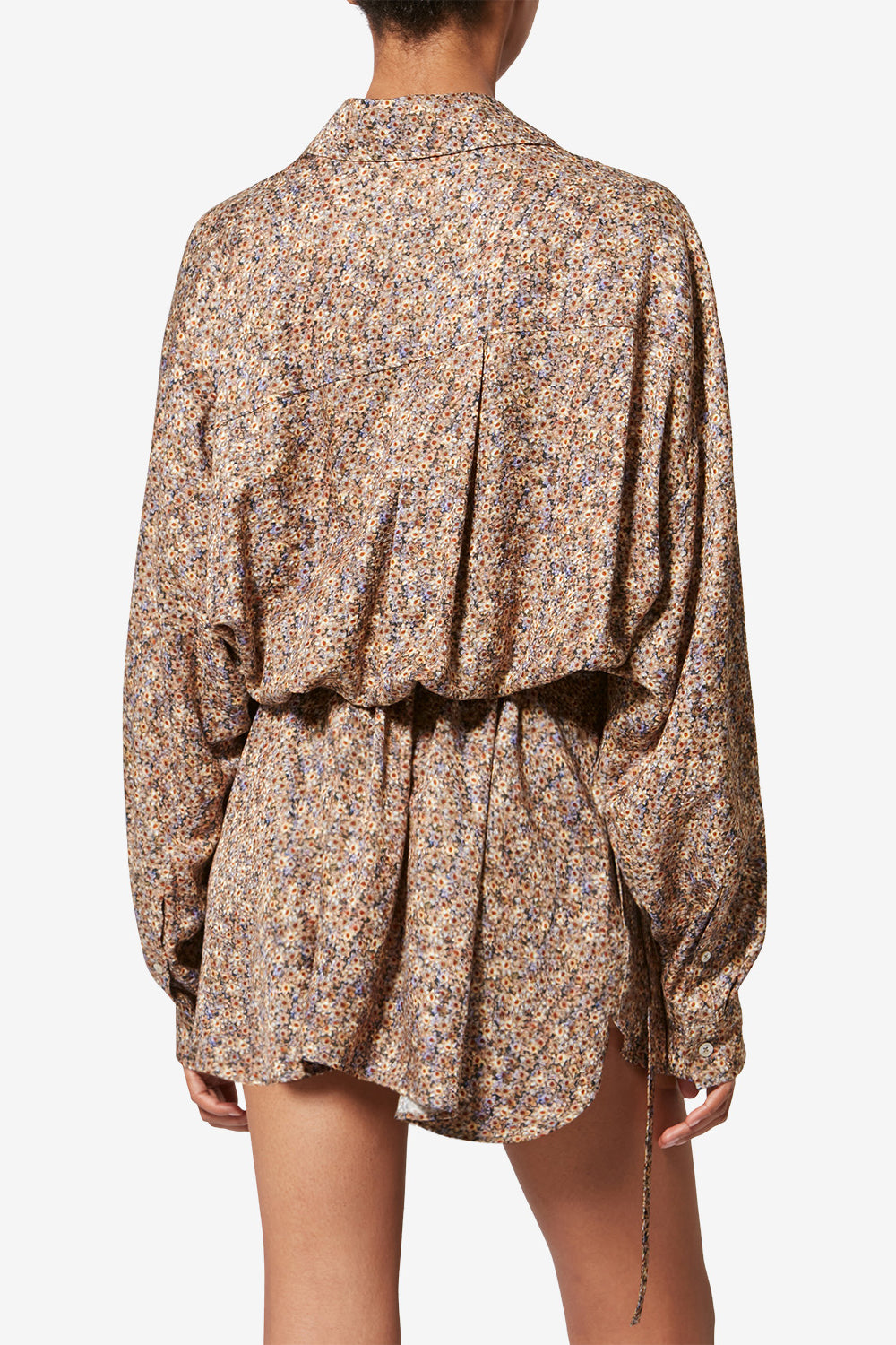 Robe-chemise en jacquard de soie fleuri harmony - Ocre - Woman - 5