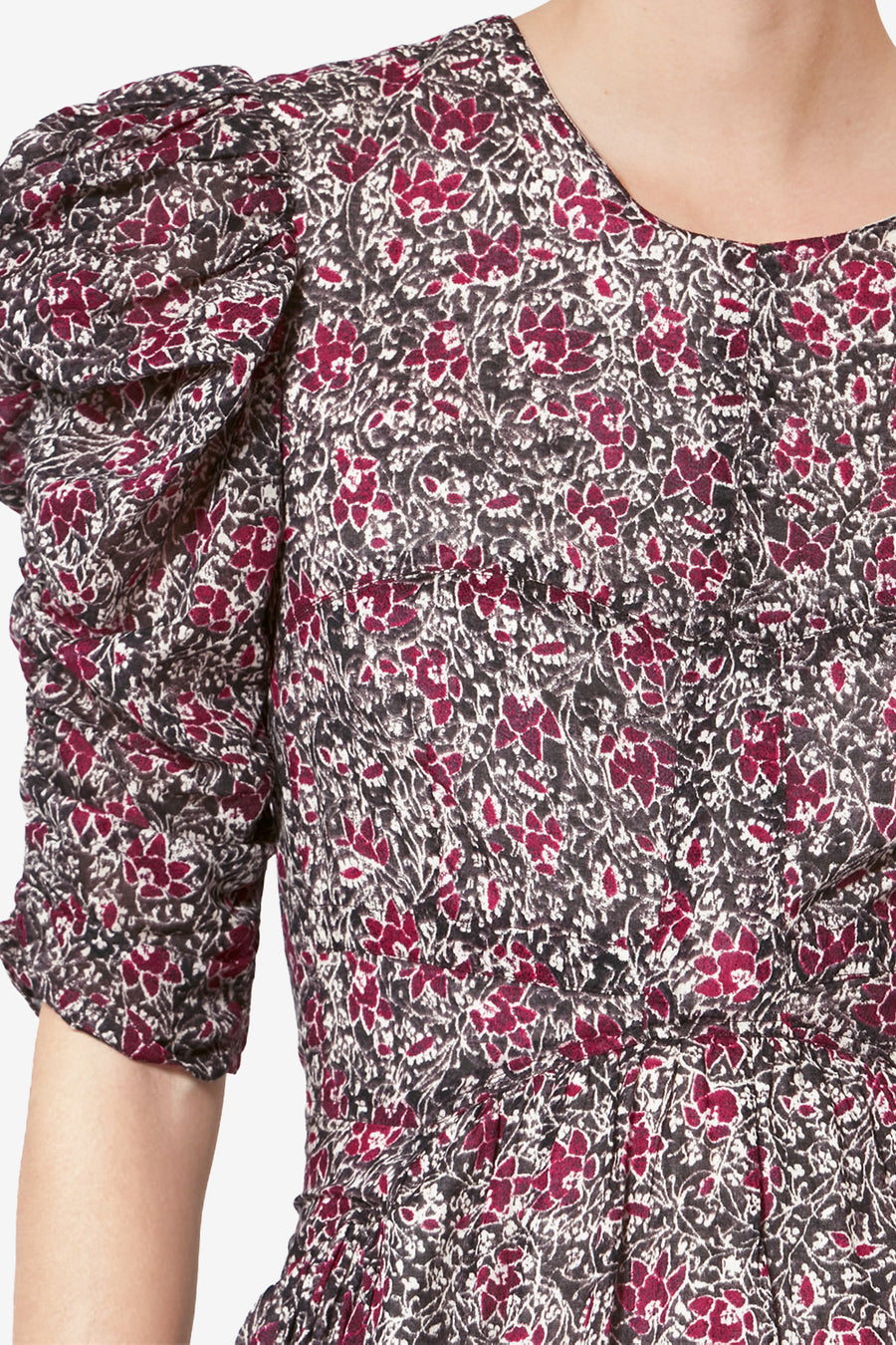 Robe longue en voile de coton organique imprimé sichellia - Baie écrasée - Woman - 3