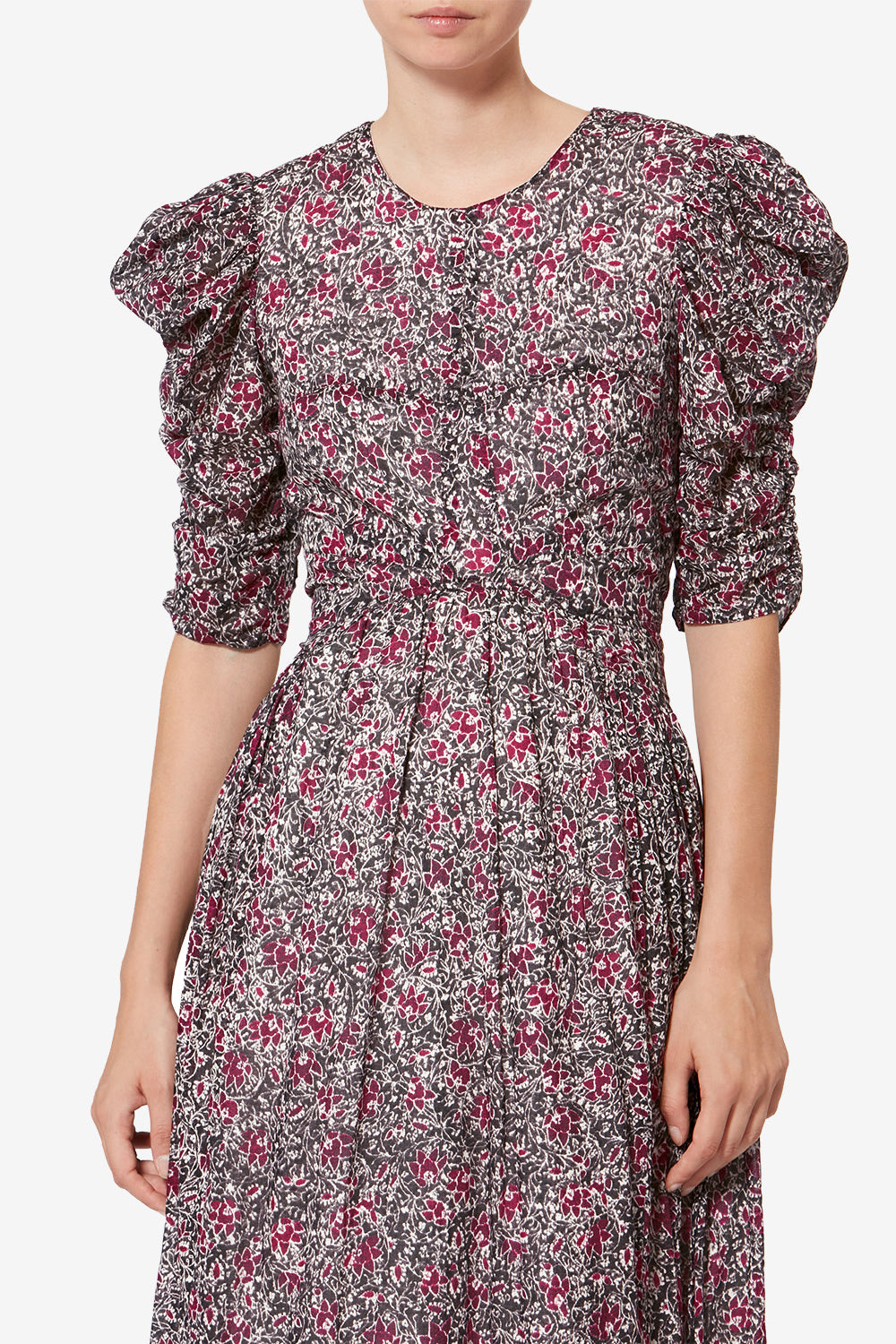 Robe longue en voile de coton organique imprimé sichellia - Baie écrasée - Woman - 4