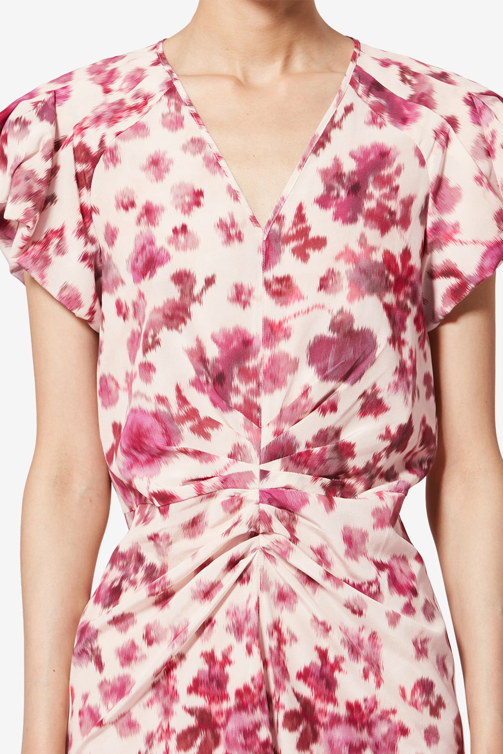 Robe midi en soie stretch imprimée terenae - Rose - Woman - 3