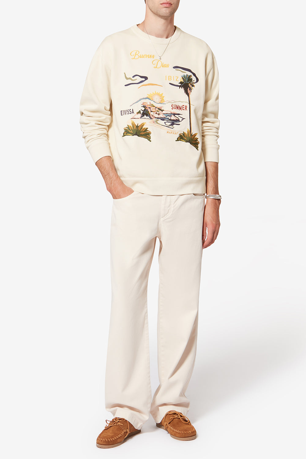 Baumwoll-sweatshirt mikoy mit gestickten motiven - Naturfarben - Man - 2