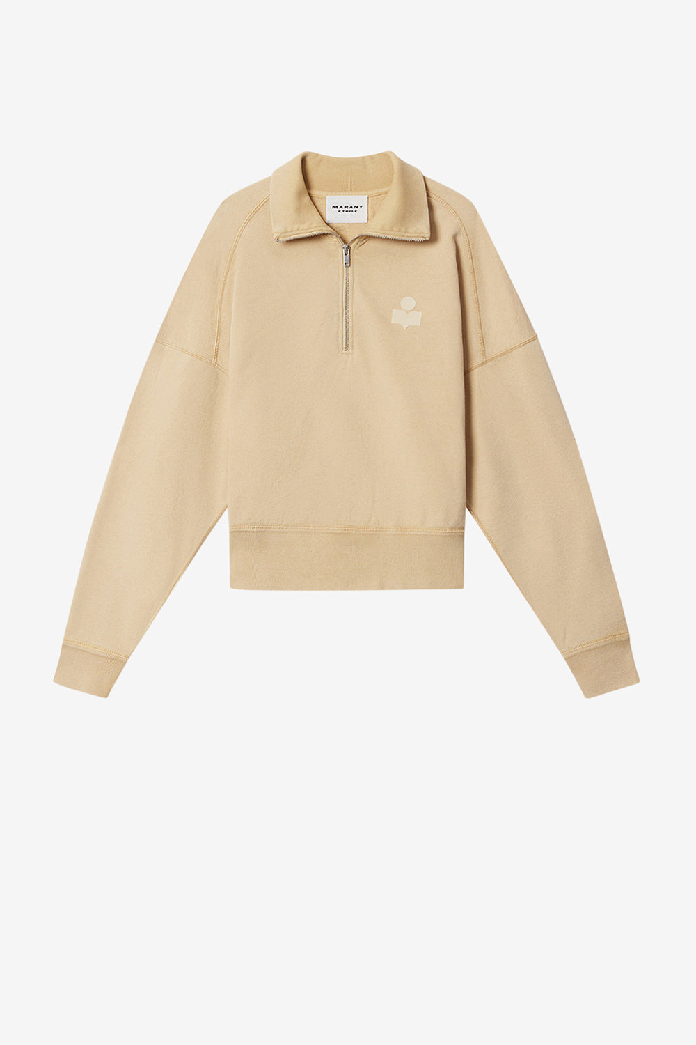 Sweatshirt ross en coton à col montant - Ocre clair - Woman - 1