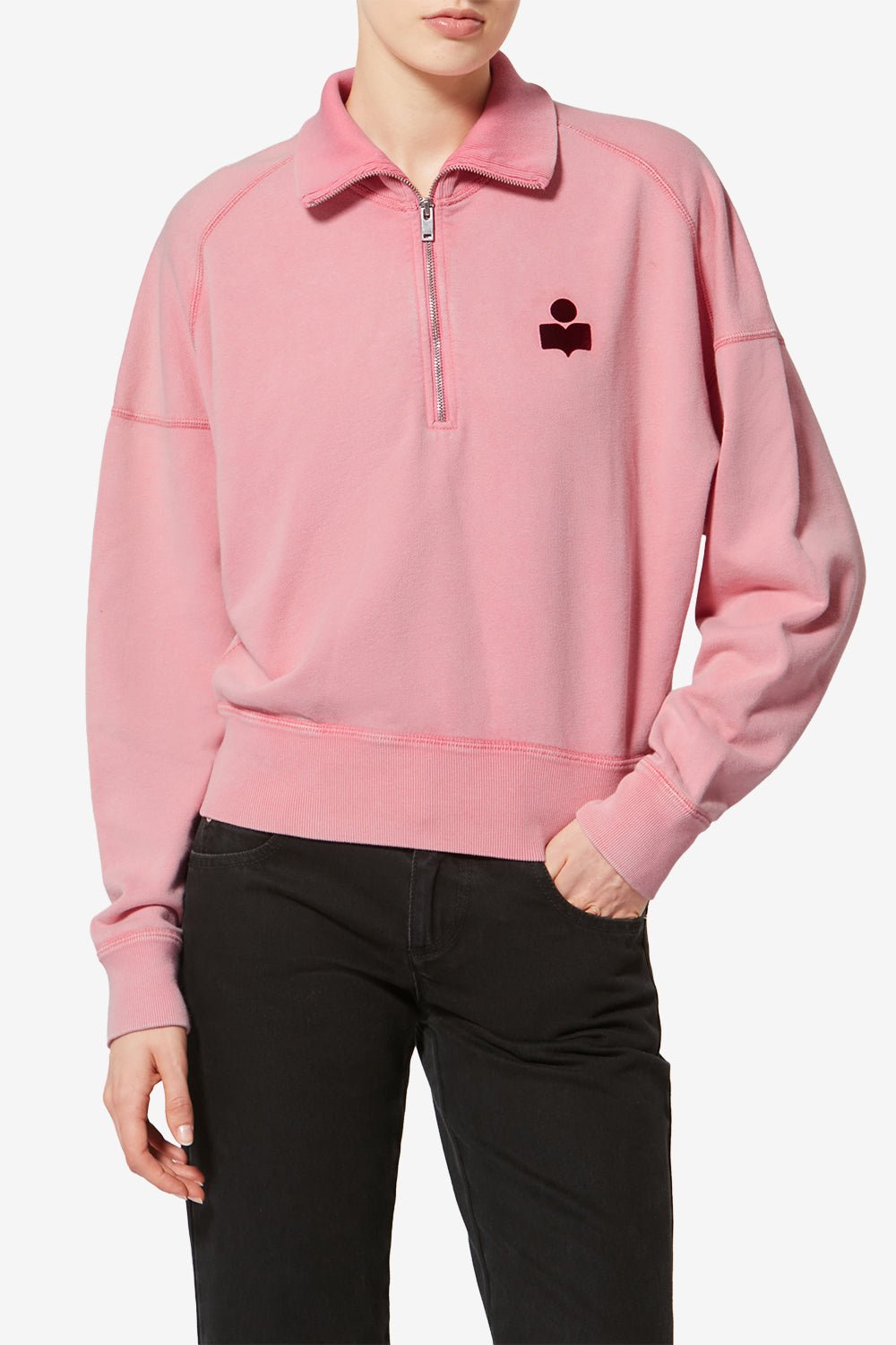 Sweatshirt ross en coton à col montant - Bubblegum-bordeaux - Woman - 4