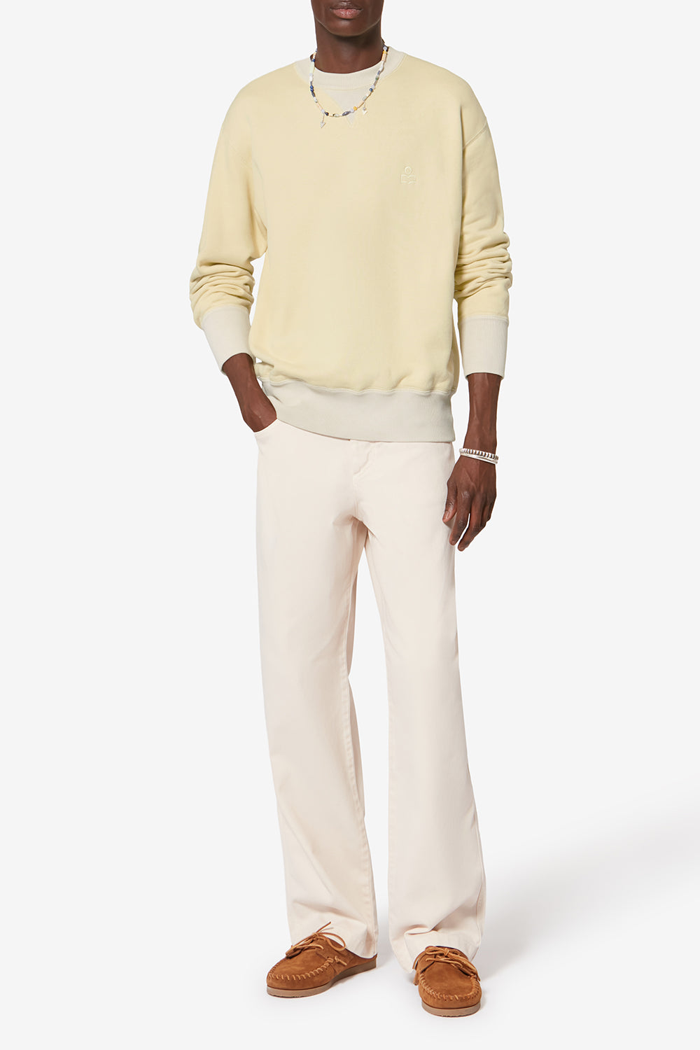 Sudadera miker de algodón con motivos bordados - Amarillo claro - Man - 2