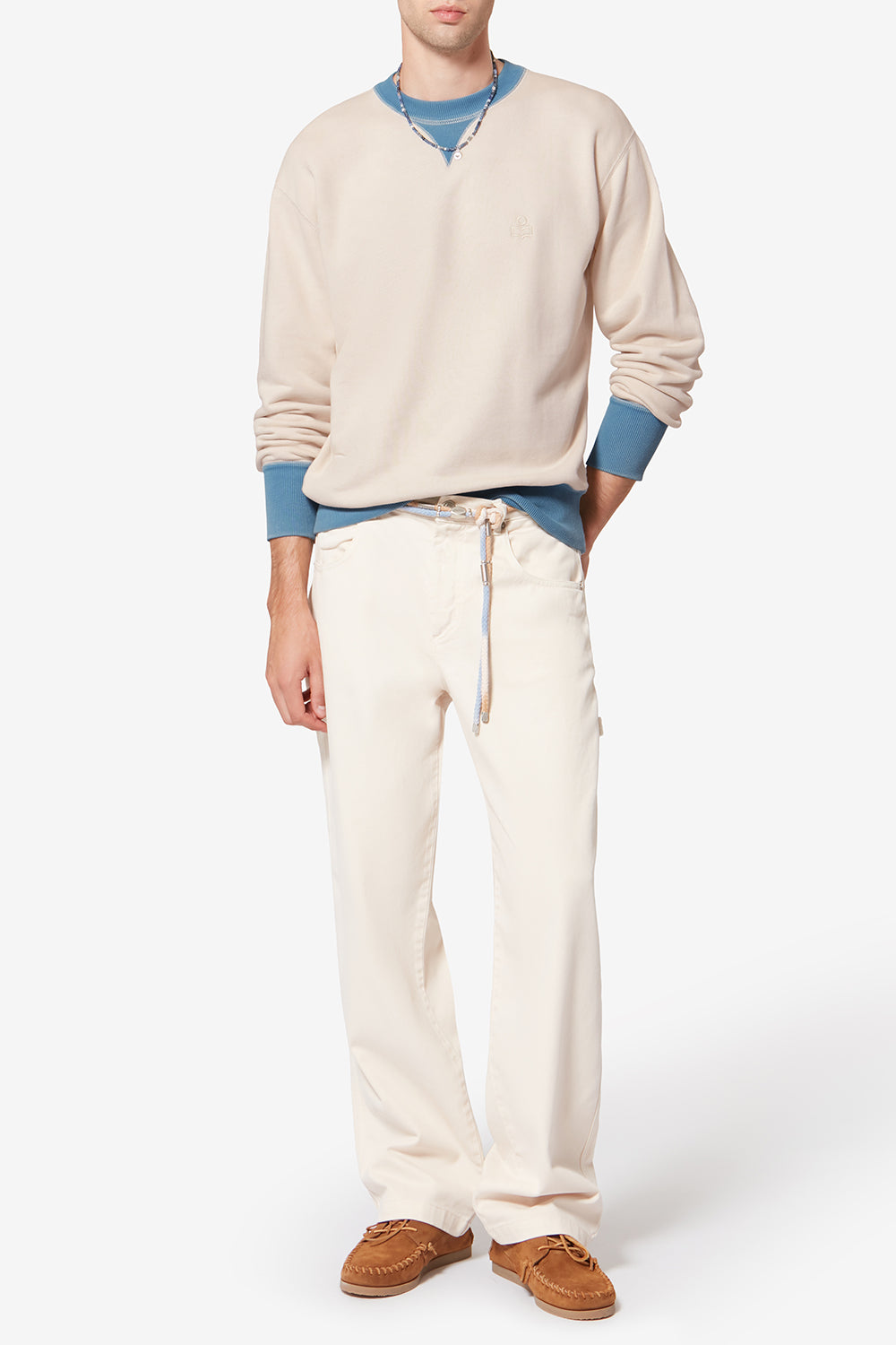 Sudadera miker de algodón con motivos bordados - Crudo - Man - 2