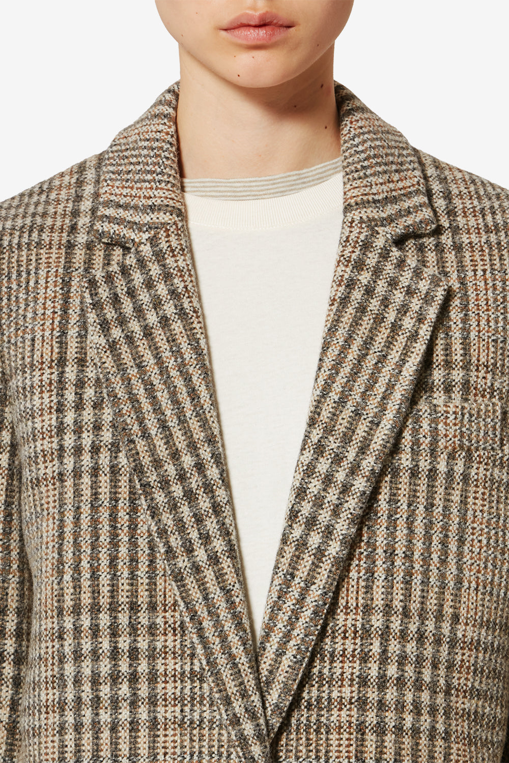 Charlyne checkered virgin wool jacket - Beige - Woman - 3