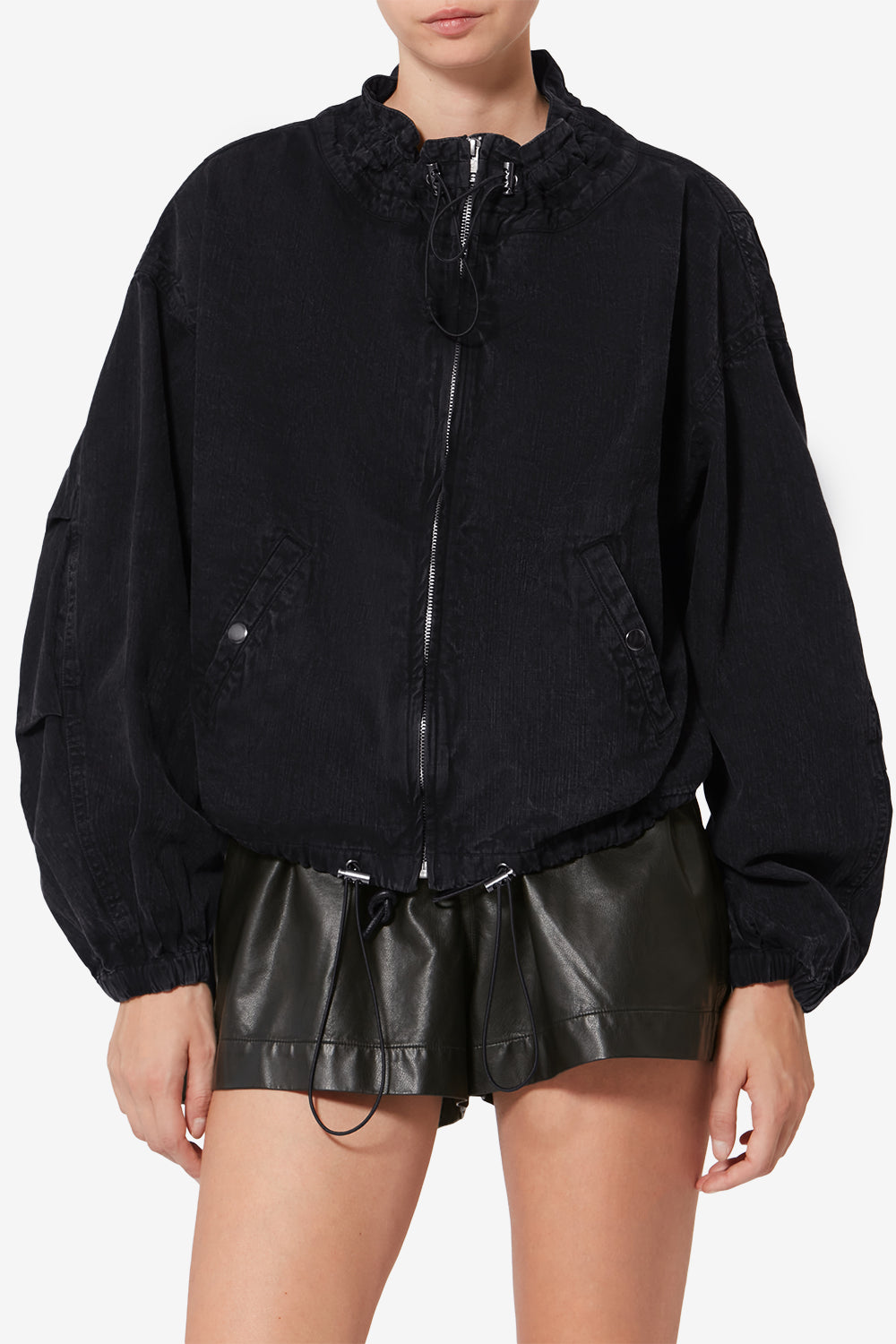 Plume short chambray jacket - Black - Woman - 4