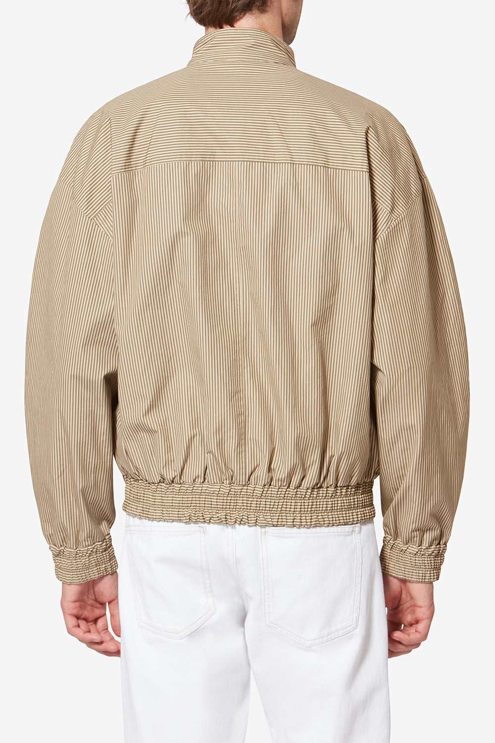 Gestreifte jacke corto aus baumwolle - Beige-khaki - Man - 5