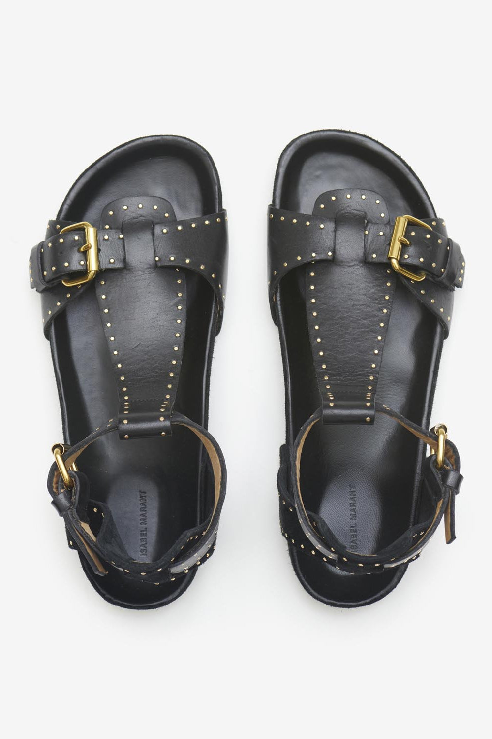 Sandalias planas de piel con tachuelas layne - Negro - Woman - 4