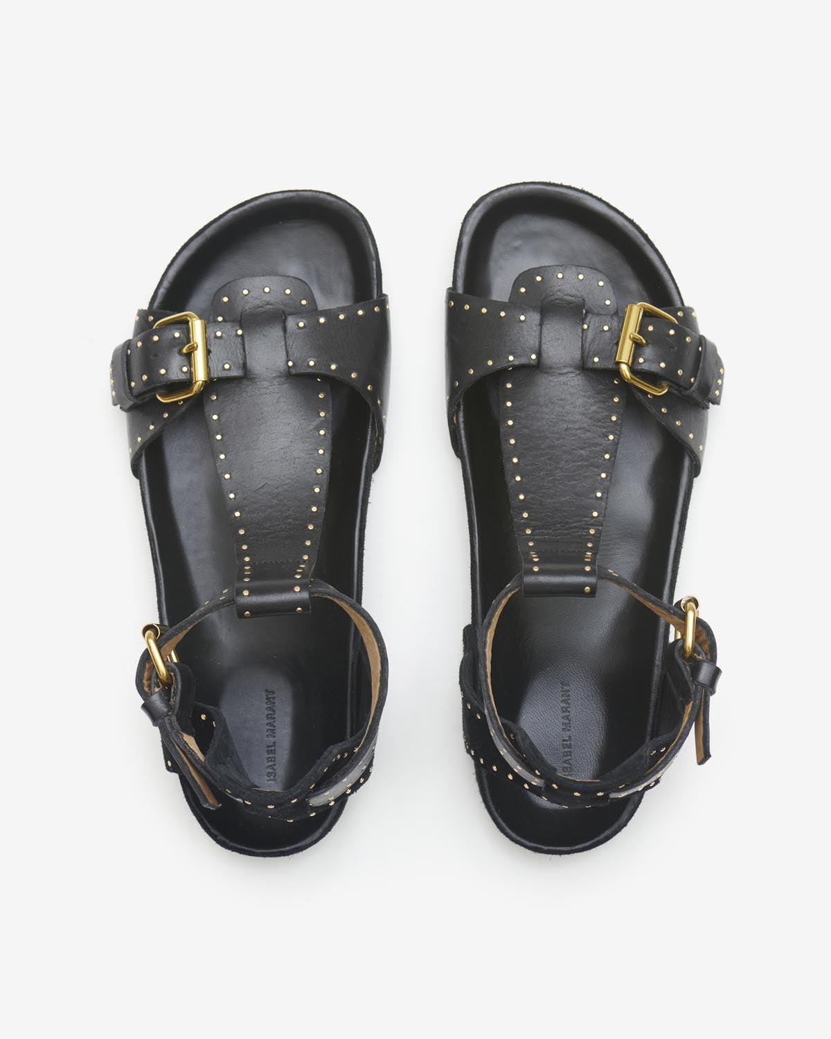 Leather studded flat sandals layne - 黒 - Woman - 4