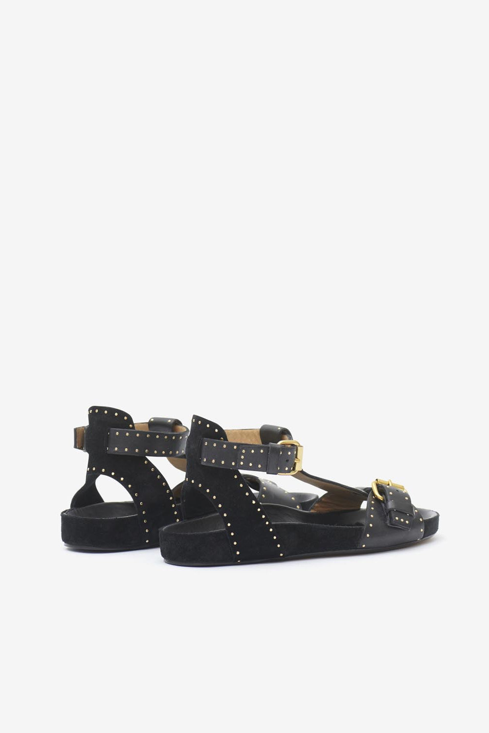 Sandalias planas de piel con tachuelas layne - Negro - Woman - 2