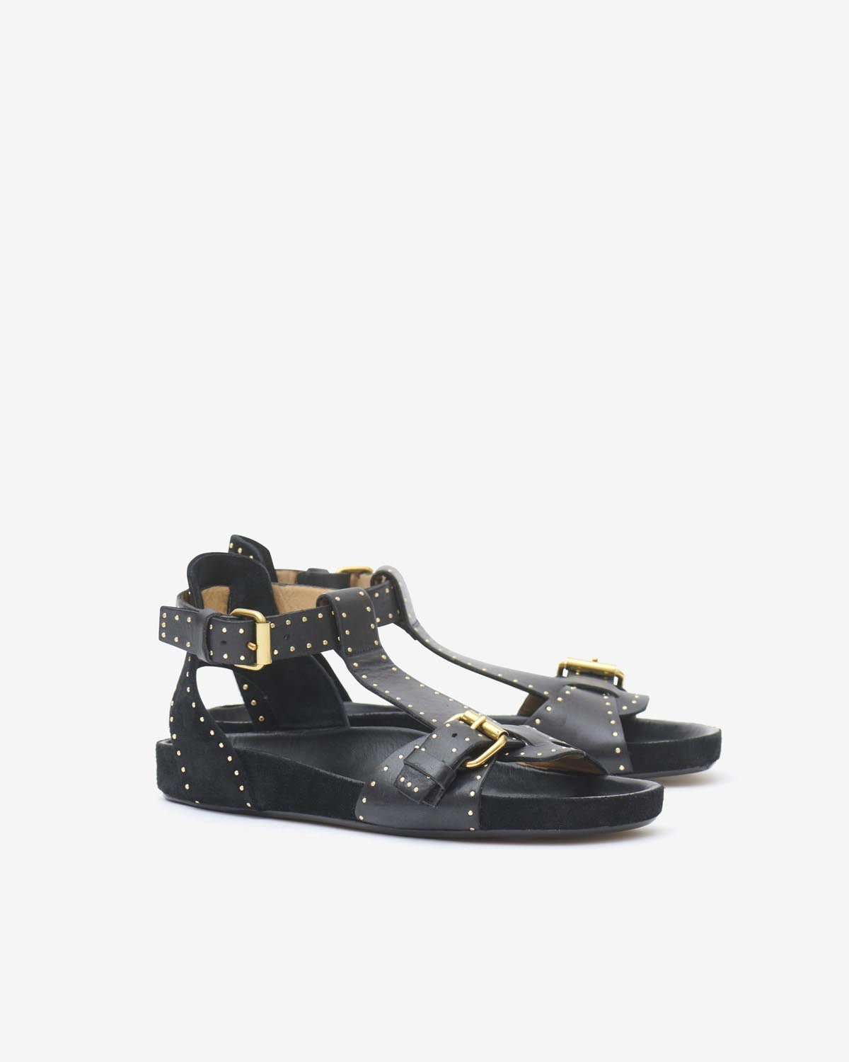 Leather studded flat sandals layne - 黒 - Woman - 6
