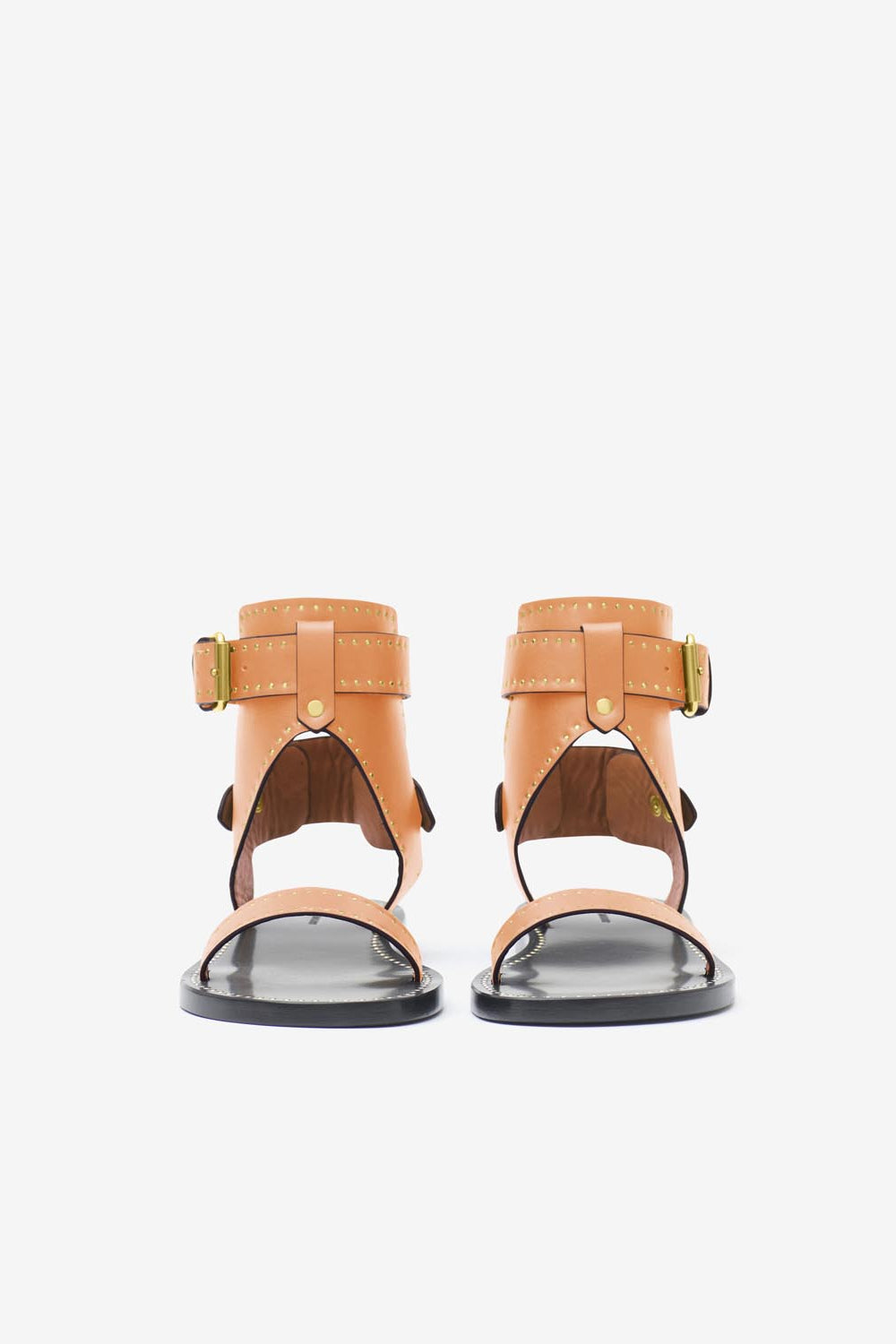 Sandalias planas de piel con tachuelas janders - Natural - Woman - 4