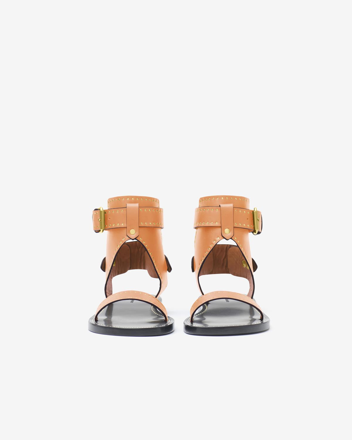 Leather studded flat sandals janders - 자연스러운 - Woman - 4