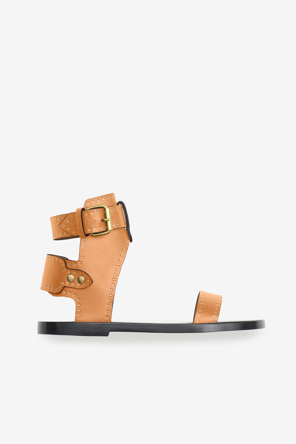 Sandalias planas de piel con tachuelas janders - Natural - Woman - 6