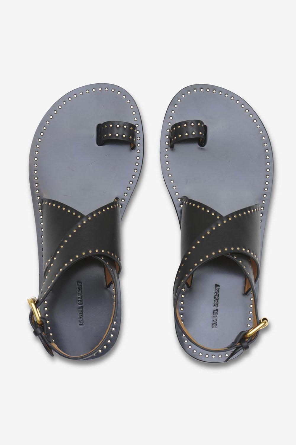 Sandalias planas de piel con tachuelas jools - Negro - Woman - 4