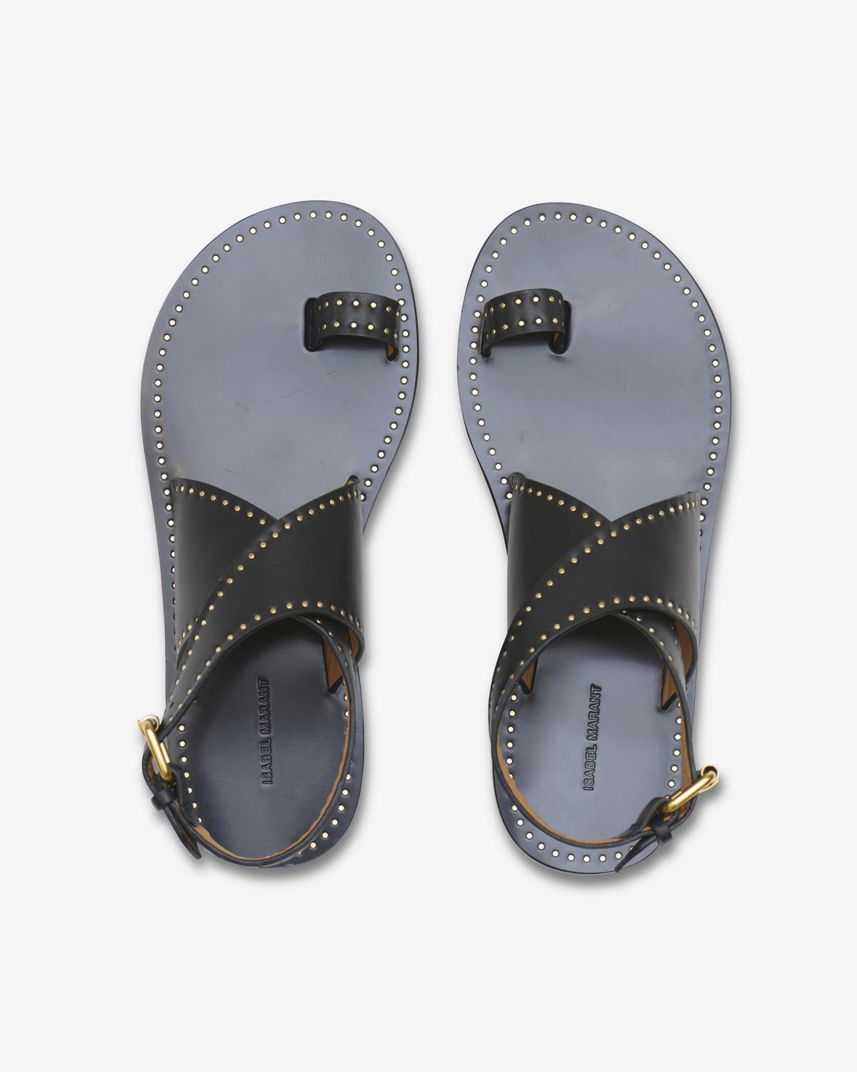 Sandalias planas de piel con tachuelas jools - Negro - Woman - 4