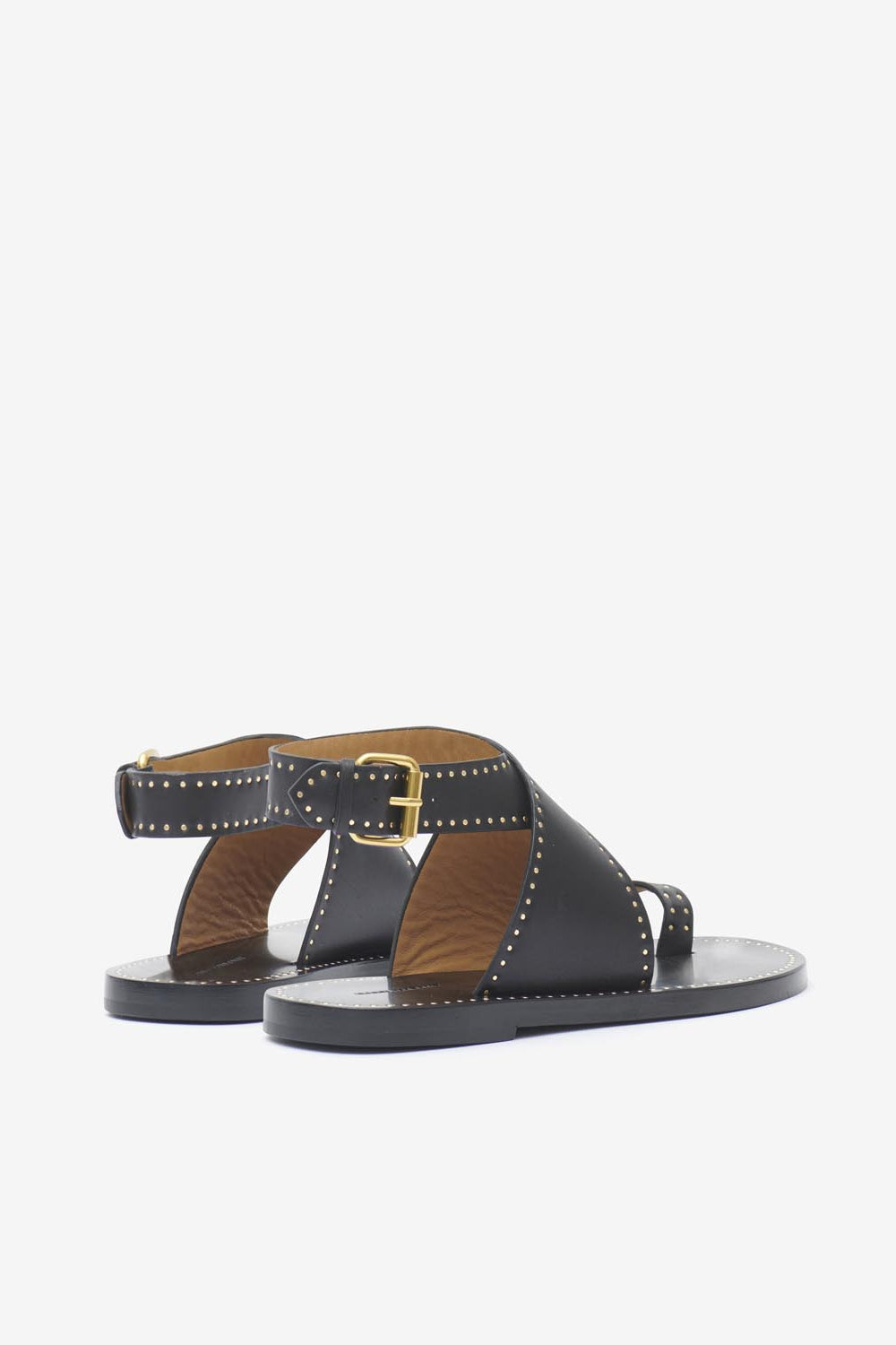 Sandalias planas de piel con tachuelas jools - Negro - Woman - 2