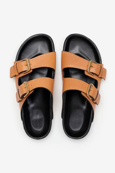 Sandalia abierta de piel lennyo - Natural - Woman - 4