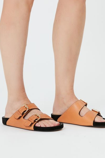 Sandalia abierta de piel lennyo - Natural - Woman - 5