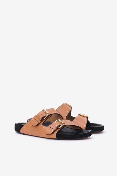 Sandalia abierta de piel lennyo - Natural - Woman - 3