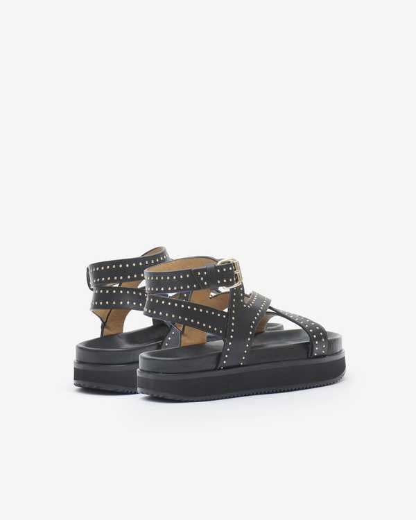 Leather studded flat sandals neryse - 黒 - Woman - 2