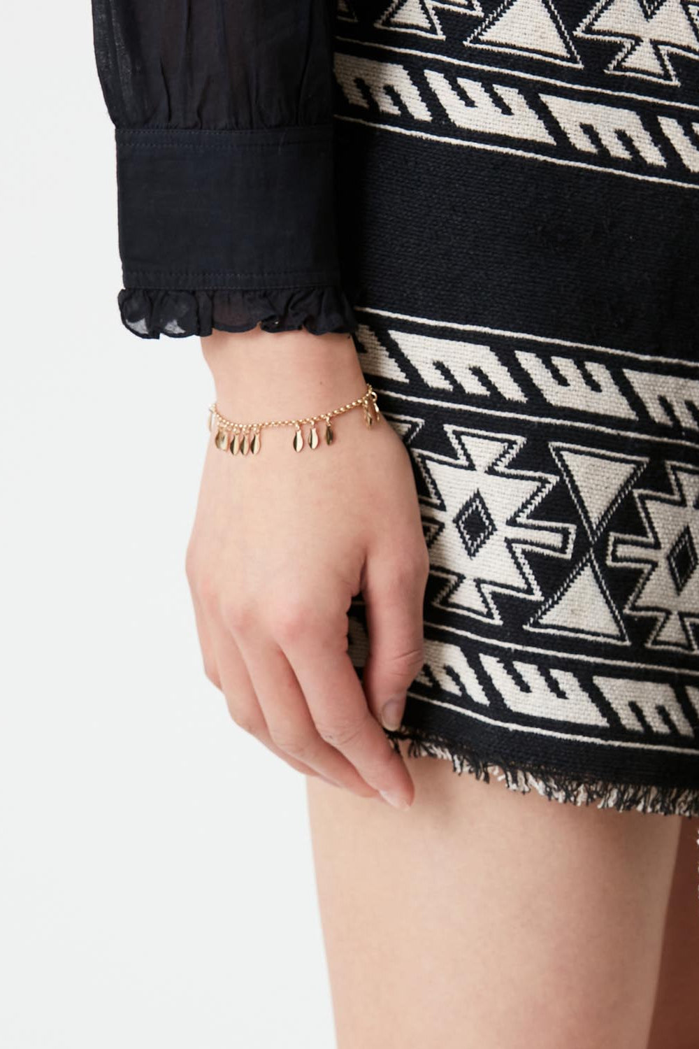 Metal shiny leaf armband mit anhänger - Golden - Woman - 2