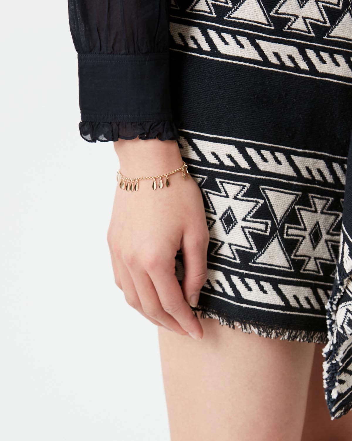 Metal shiny leaf armband mit anhänger - Golden - Woman - 2