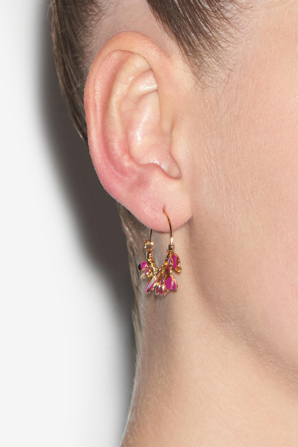 Kreolen-ohrringe casablanca mit quasten - Fuchsia - Woman - 2