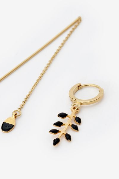 Casablanca gold-tone asymmetrical earrings - Black - Woman - 3