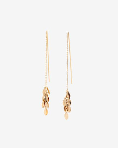 Metal shiny leaf earrings - Gold - Woman - 1