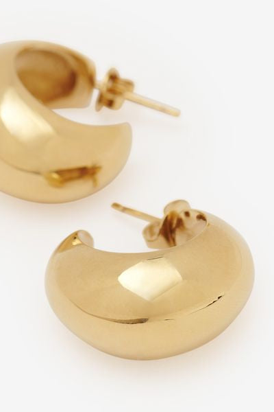 Gewölbte kreolen-ohrringe shiny crescent - Golden - Woman - 3