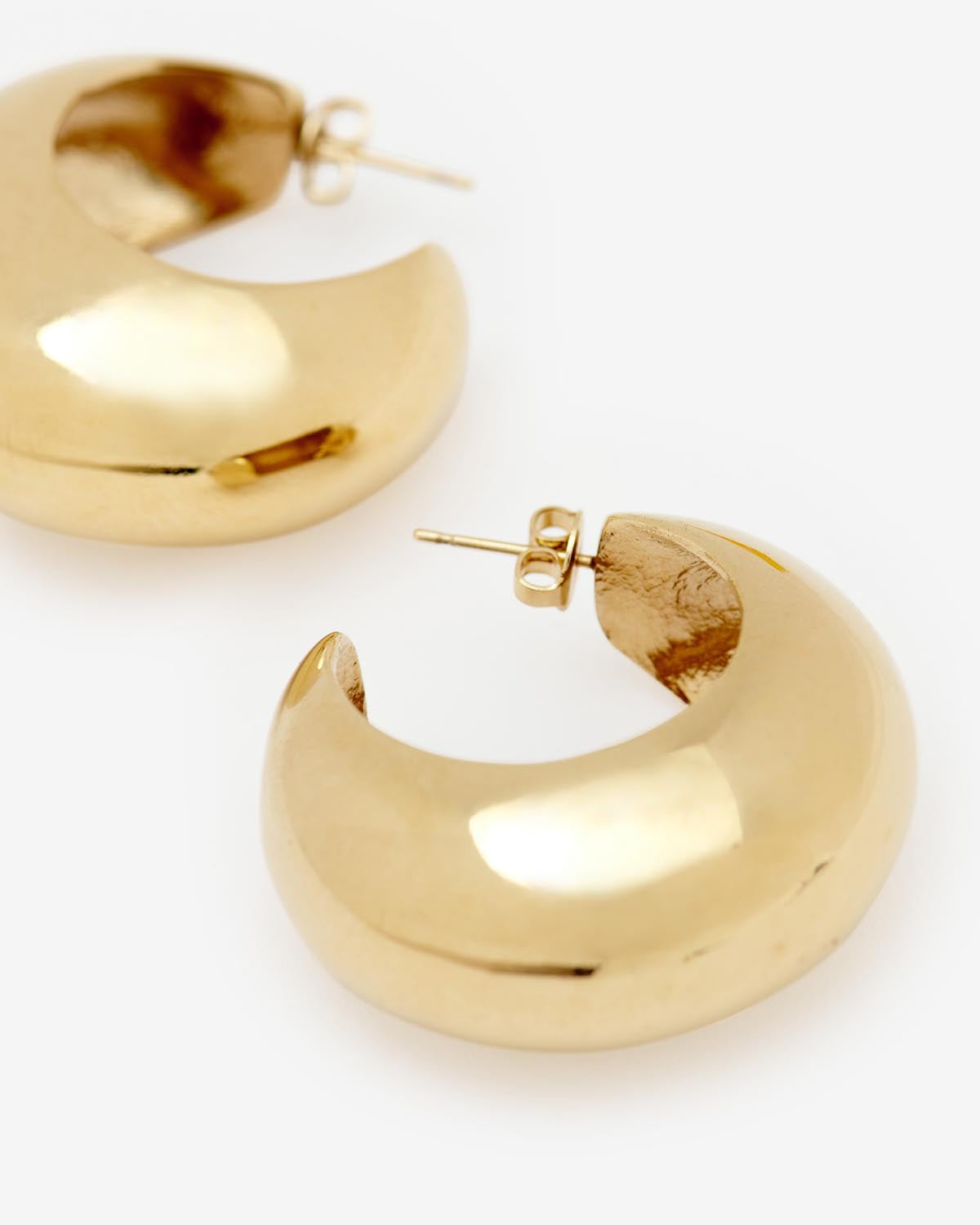 Shiny crescent domed hoop earrings - Golden - Woman - 4