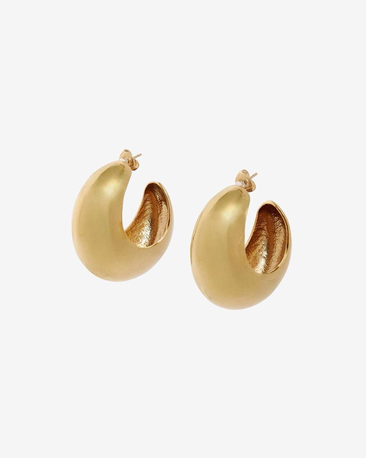 Shiny crescent domed hoop earrings - Golden - Woman - 1
