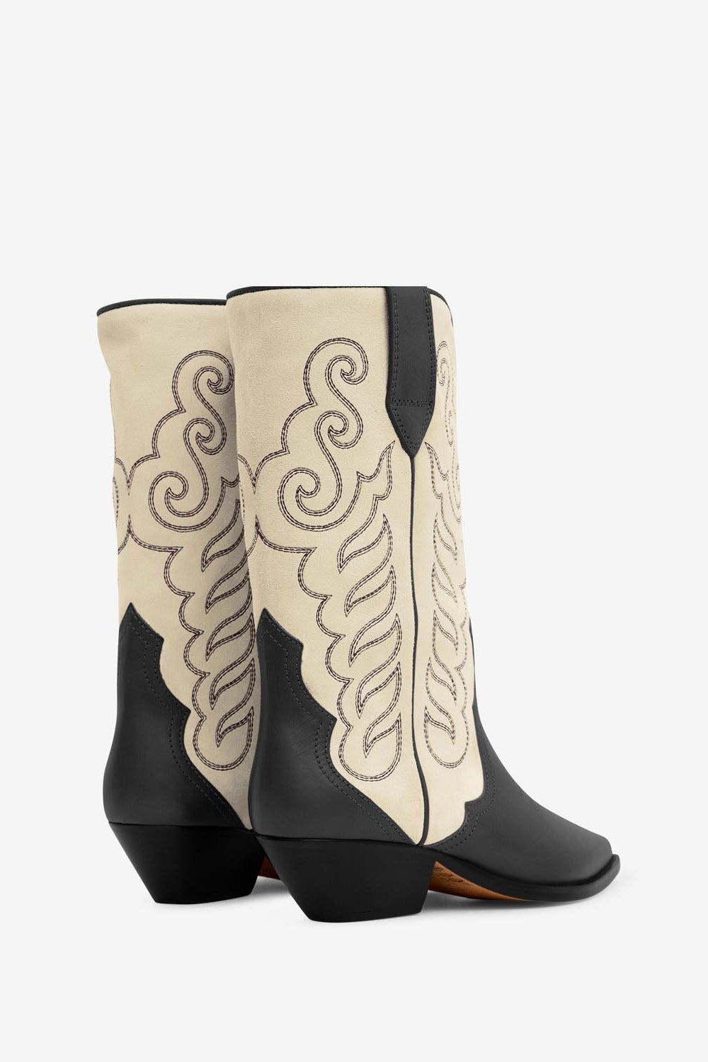 Bottes santiag en cuir de veau velours duerto - Noir et écru - Woman - 4