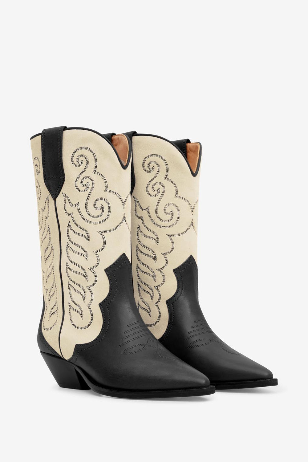 Bottes santiag en cuir de veau velours duerto - Noir et écru - Woman - 2
