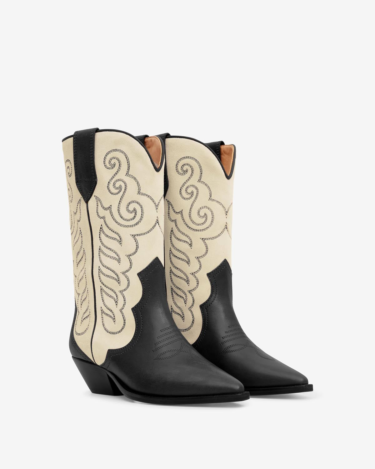 Duerto cowboy boots in suede leather - Black and ecru - Woman - 2