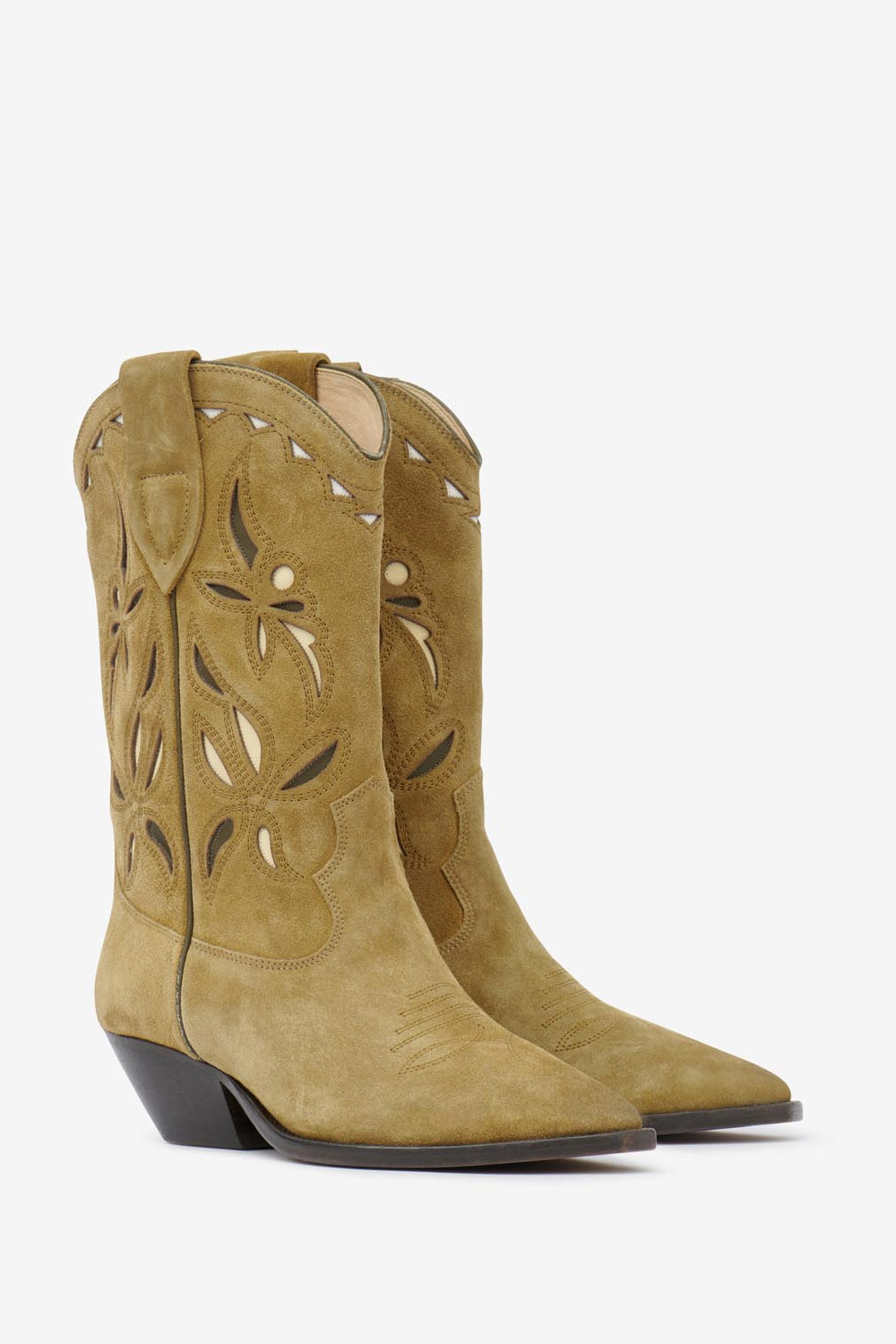 Bottes santiag en cuir de veau velours duerto - Taupe-kaki - Woman - 4