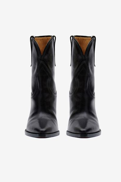 Botas tejanas bajas de cuero suave con tacón leyane - Negro - Woman - 4