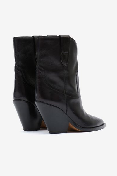 Botas tejanas bajas de cuero suave con tacón leyane - Negro - Woman - 2