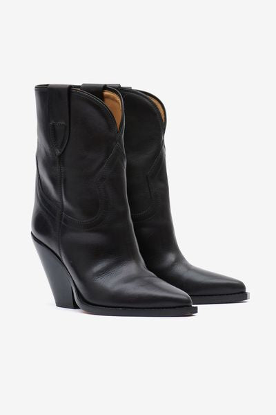 Botas tejanas bajas de cuero suave con tacón leyane - Negro - Woman - 3