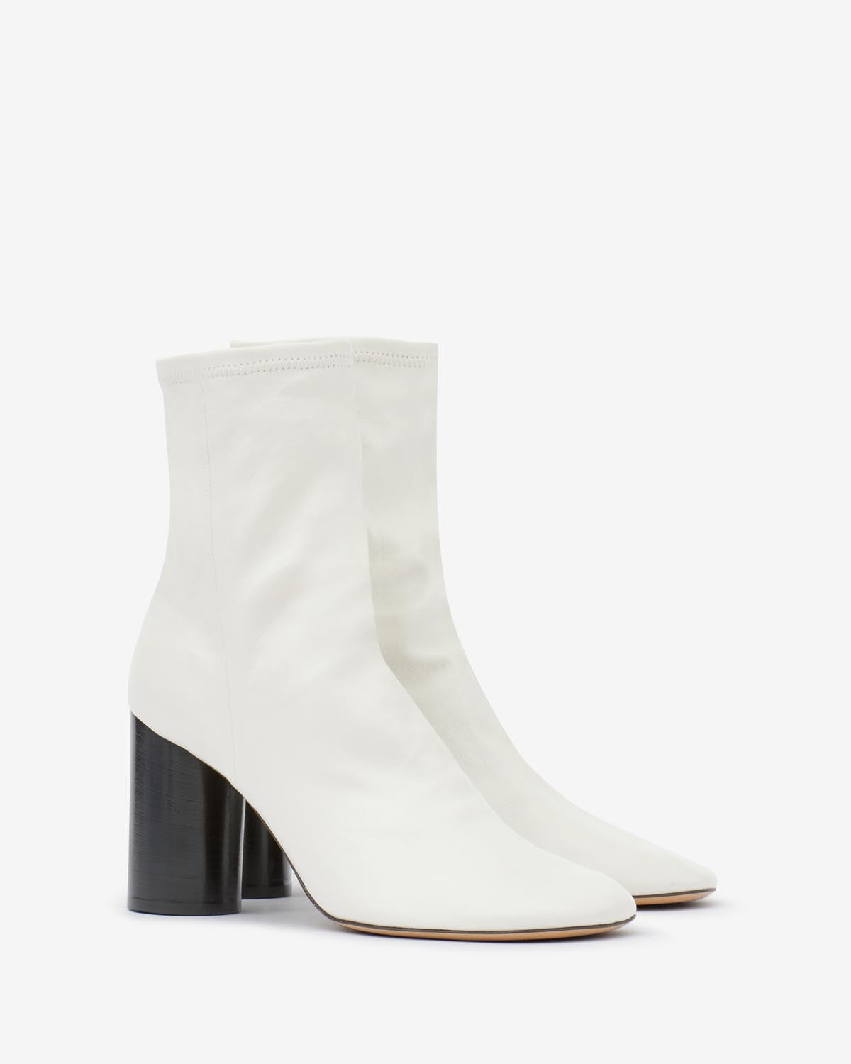 Bottines en cuir souple à talons hauts labee - Blanc - Woman - 10
