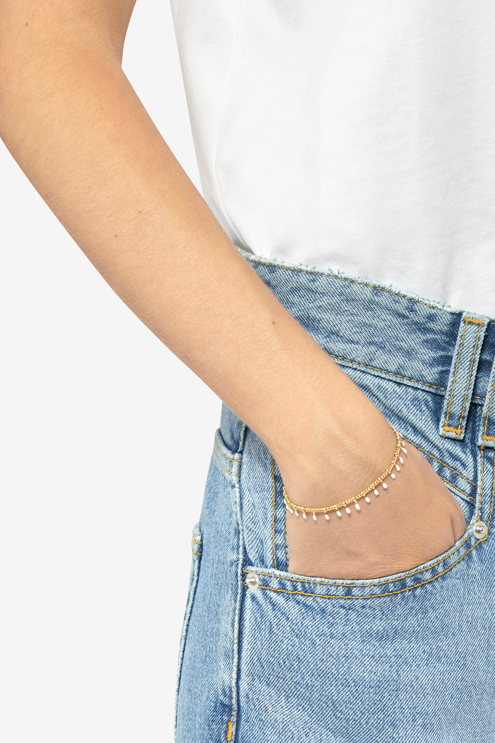 Casablanca gold-finish brass chain bracelet - Ecru - Woman - 2