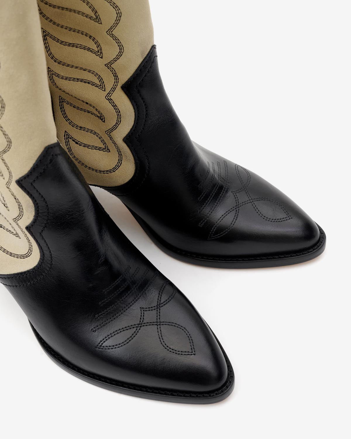 Liela suede leather boots - Black and ecru - Woman - 4