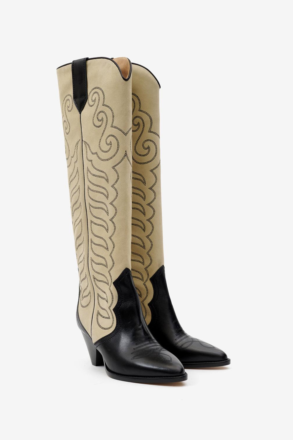 Liela suede leather boots - Black and ecru - Woman - 3