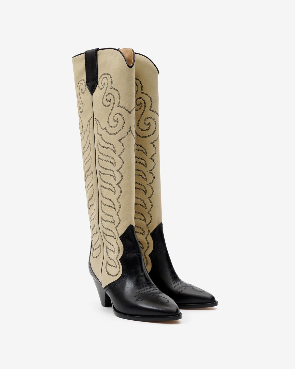 Liela suede leather boots - Black and ecru - Woman - 3