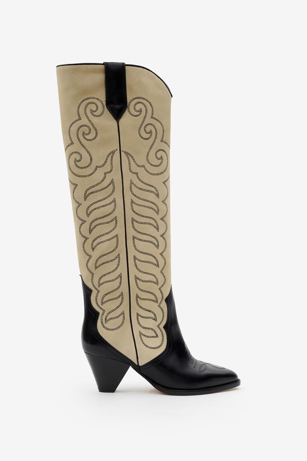 Liela suede leather boots - Black and ecru - Woman - 1