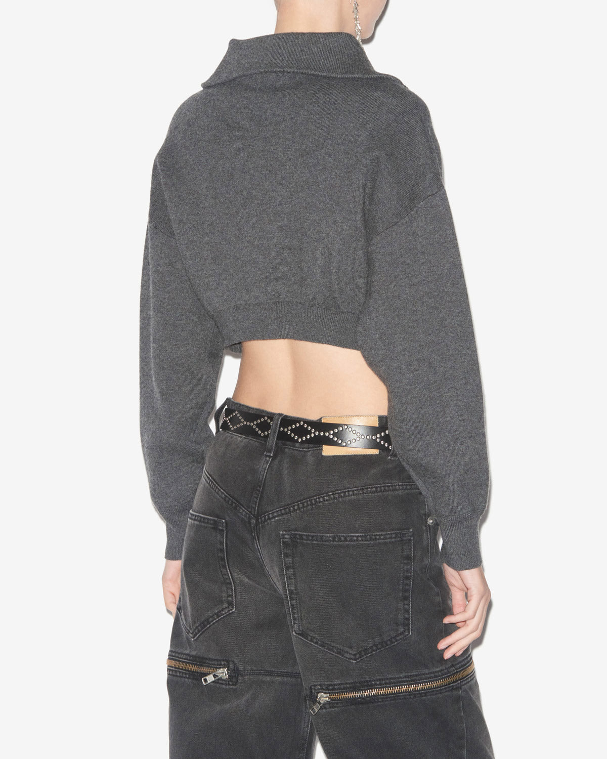 Cárdigan oxane corto de punto liso - Anthracite - Woman - 4