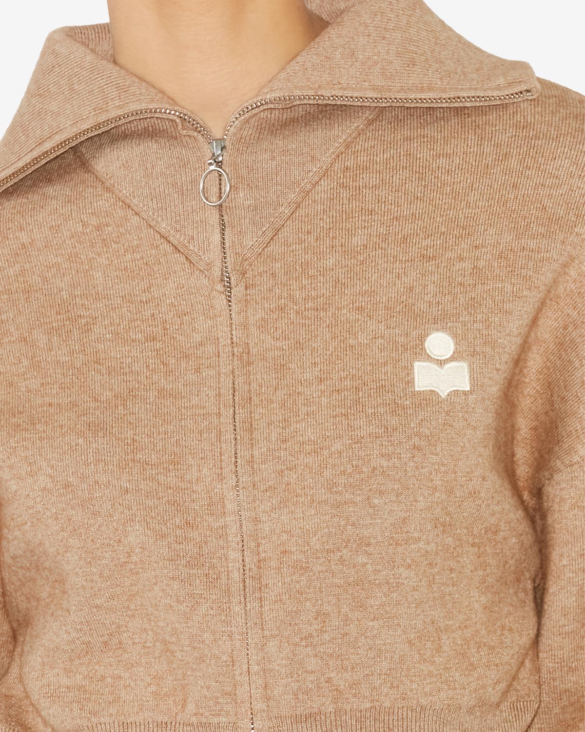 Cardigan oxane a maglia con ricamo - Camel - Woman - 3