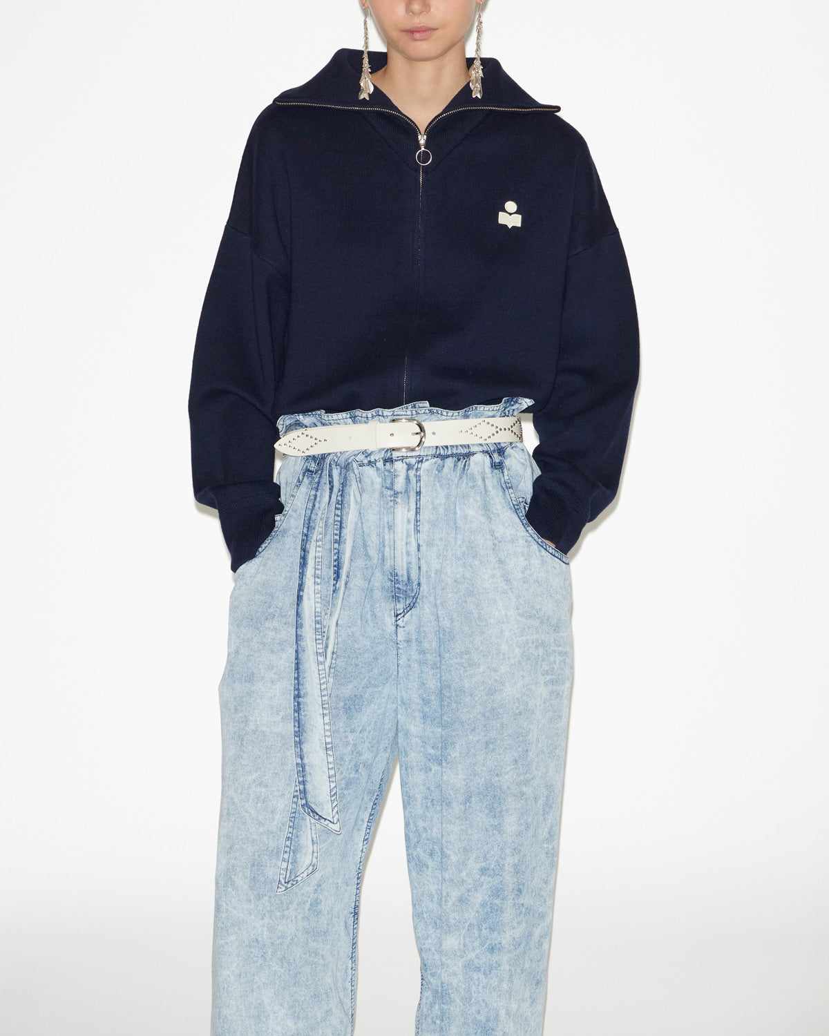 악셀 단색 니트 가디건 - Midnight - Woman - 1